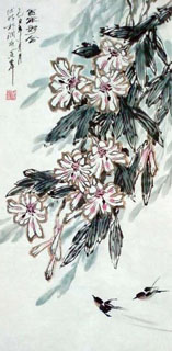 Chinese Lily Painting,34cm x 69cm,2403001-x