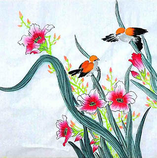Chinese Lily Painting,50cm x 50cm,2575006-x