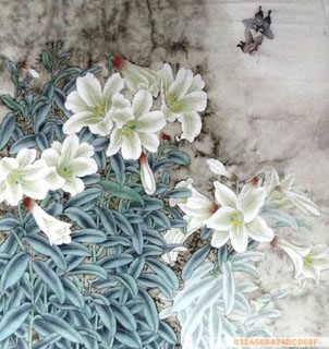 Chinese Lily Painting,66cm x 66cm,2609004-x