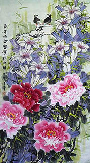 Chinese Lily Painting,55cm x 100cm,2695041-x