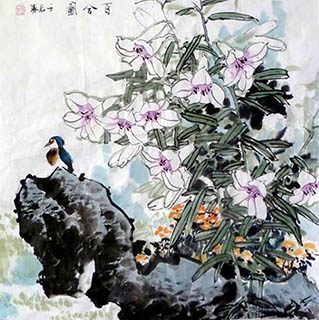 Chinese Lily Painting,68cm x 68cm,2695042-x