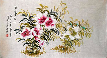 Chinese Lily Painting,50cm x 100cm,2702044-x