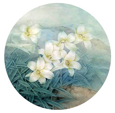 Chinese Lily Painting,66cm x 66cm,nx21170005-x