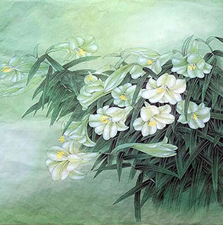 Chinese Lily Painting,66cm x 66cm,nx21170012-x