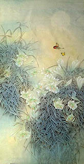 Chinese Lily Painting,68cm x 136cm,nx21170014-x