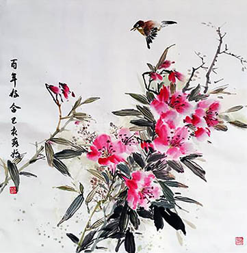 Chinese Lily Painting,68cm x 68cm,qse21171002-x
