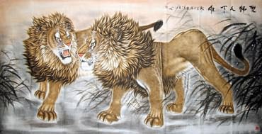 Chinese Lion Painting,120cm x 240cm,4684003-x