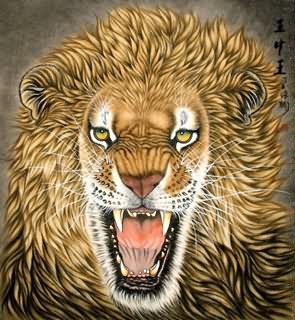 Chinese Lion Painting,96cm x 90cm,4684004-x