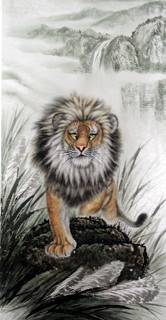 Chinese Lion Painting,69cm x 138cm,4733003-x