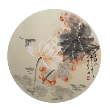 Chinese Lotus Painting,50cm x 50cm,2324055-x