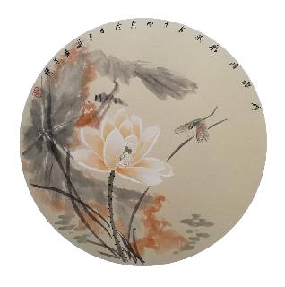 Chinese Lotus Painting,50cm x 50cm,2324057-x