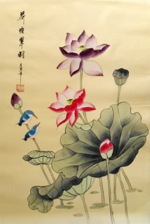 Chinese Lotus Painting,55cm x 40cm,2336061-x