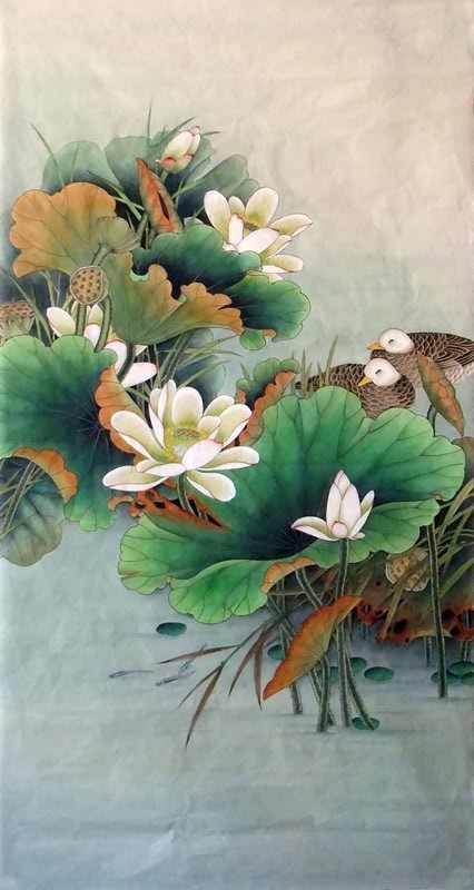 Chinese Lotus Painting Lotus 2352017, 66cm x 136cm(26〃 x 53〃)