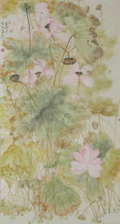 Chinese Lotus Painting,92cm x 183cm,2388016-x