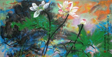 Chinese Lotus Painting,66cm x 136cm,2695018-x