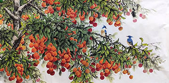 Chinese Lychee Painting,66cm x 136cm,2312006-x