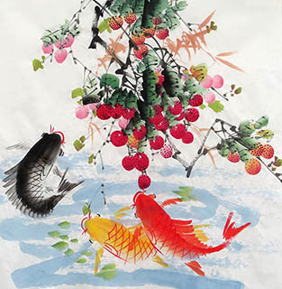 Chinese Lychee Painting,68cm x 68cm,2350019-x