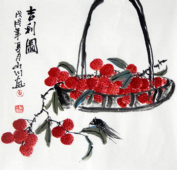 Chinese Lychee Painting,50cm x 50cm,2357029-x