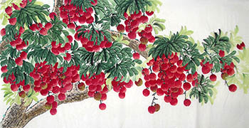 Chinese Lychee Painting,68cm x 136cm,2483002-x