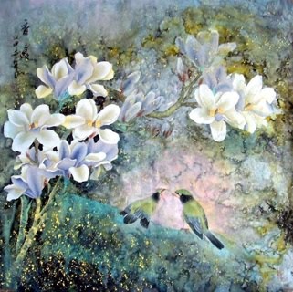 Chinese Magnolia Painting,66cm x 66cm,2319055-x