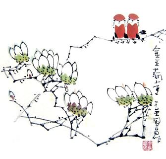 Chinese Magnolia Painting,33cm x 33cm,2396011-x