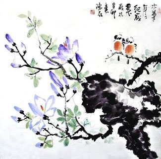 Chinese Magnolia Painting,69cm x 69cm,2407001-x