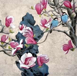 Chinese Magnolia Painting,66cm x 66cm,2416025-x