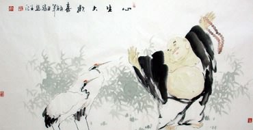 Chinese Maitreya Painting,69cm x 138cm,3754007-x
