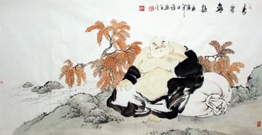 Chinese Maitreya Painting,69cm x 138cm,3754009-x