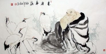 Chinese Maitreya Painting,69cm x 138cm,3754010-x