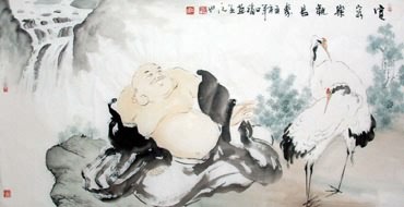 Chinese Maitreya Painting,69cm x 138cm,3754012-x
