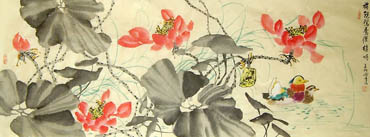 Chinese Mandarin Duck Painting,49cm x 138cm,2323013-x