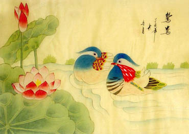 Chinese Mandarin Duck Painting,30cm x 40cm,2336107-x