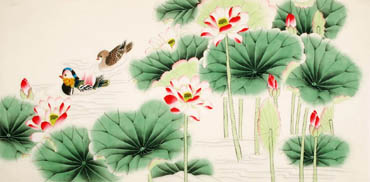 Chinese Mandarin Duck Painting,66cm x 130cm,2340076-x