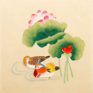 Chinese Mandarin Duck Painting,40cm x 40cm,2340077-x