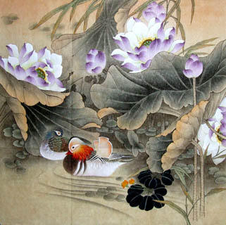Chinese Mandarin Duck Painting,50cm x 50cm,2342011-x