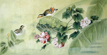 Chinese Mandarin Duck Painting,66cm x 136cm,2352038-x