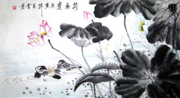 Chinese Mandarin Duck Painting,50cm x 100cm,2370007-x