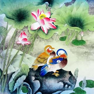 Chinese Mandarin Duck Painting,66cm x 66cm,2383010-x