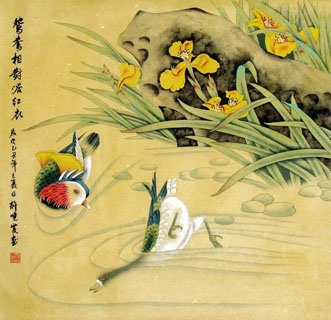 Chinese Mandarin Duck Painting,66cm x 66cm,2385005-x