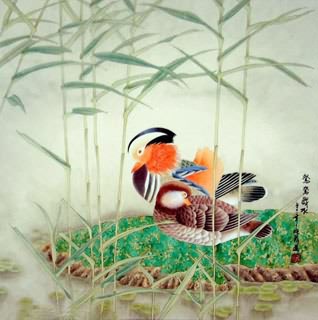 Chinese Mandarin Duck Painting,66cm x 66cm,2411008-x