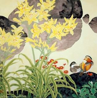 Chinese Mandarin Duck Painting,66cm x 66cm,2411010-x