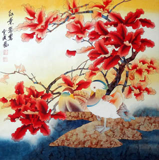 Chinese Mandarin Duck Painting,66cm x 66cm,2415002-x