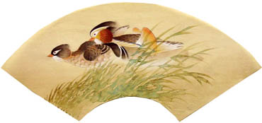 Chinese Mandarin Duck Painting,32cm x 12cm,2421006-x