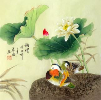 Chinese Mandarin Duck Painting,66cm x 66cm,2527003-x