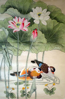 Chinese Mandarin Duck Painting,43cm x 65cm,2527021-x