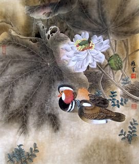 Chinese Mandarin Duck Painting,50cm x 60cm,2533036-x