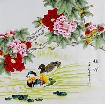 Chinese Mandarin Duck Painting,68cm x 68cm,2547048-x