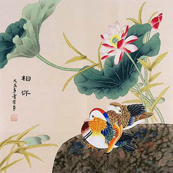 Chinese Mandarin Duck Painting,68cm x 68cm,2547050-x