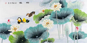 Chinese Mandarin Duck Painting,68cm x 136cm,2547051-x